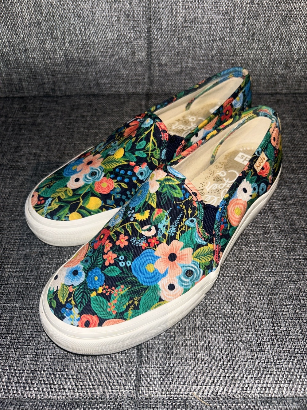 Keds Women’s Navy Floral Slip-On Sneakers - Picture 2 of 9